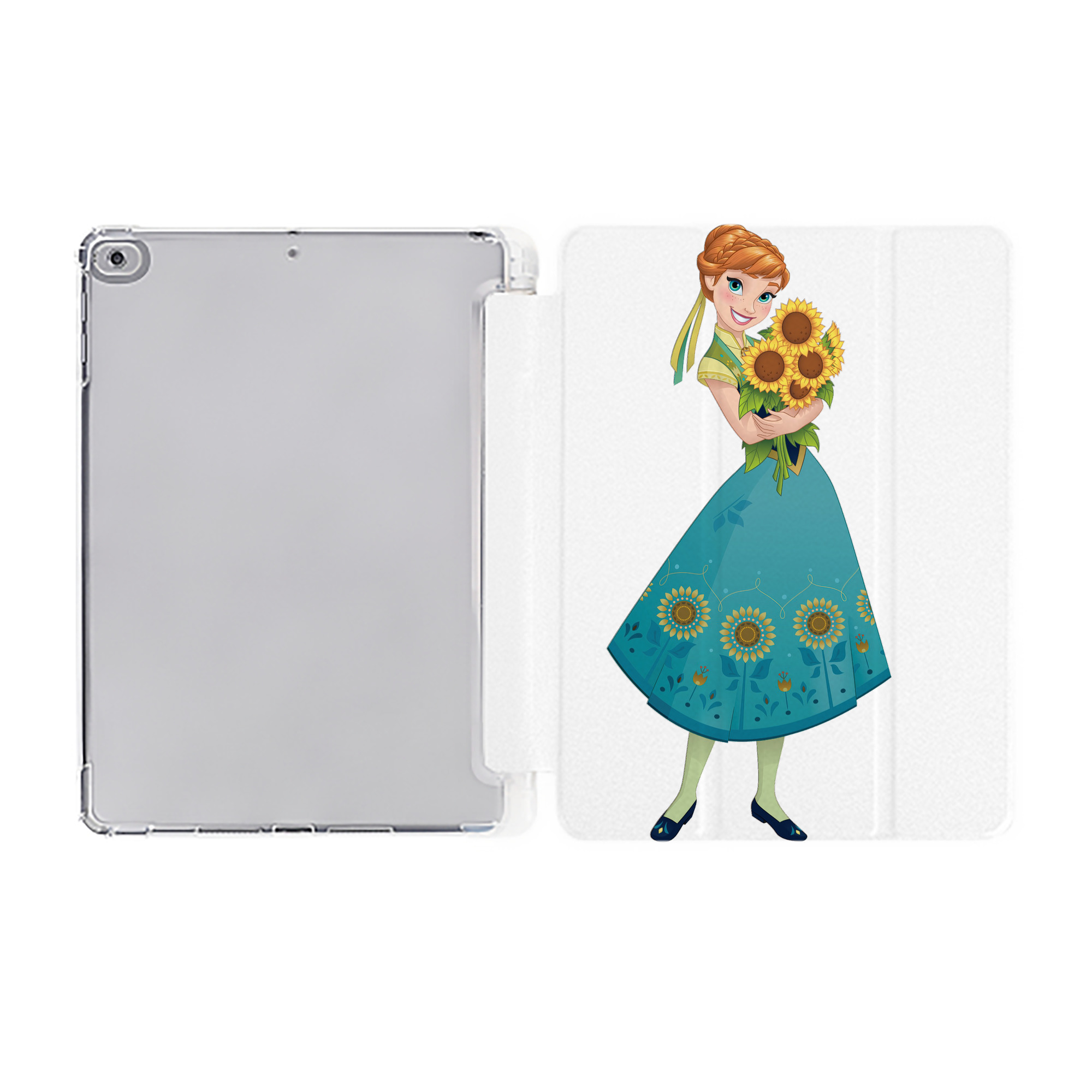 （画像用） アナと雪の女王 アンナ エルサ Frozen Anna Elsa IPad ケース ペン収納付き 三つ折りスタンド PUレザー×シリコン 対応機種9.5/10.5/10.9インチ